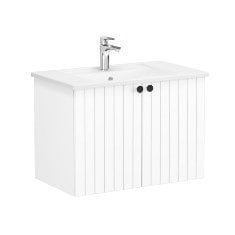 Vitra Root Groove 69282 Lavabo Dolabı, Kapaklı, 80 Cm, Mat Beyaz, Köşeli Lavabolu